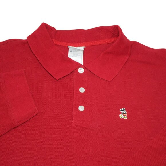 Disney Mickey Mouse Men's Size - 2XL XXL Red Long Sleeve Cotton Polo - Picture 1 of 8